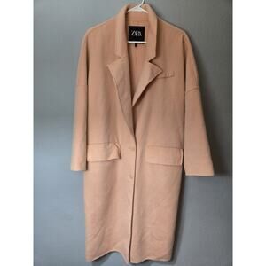 Zara Women’s Size Medium Oversize Peach Wool Blend Lapel Collar Coat